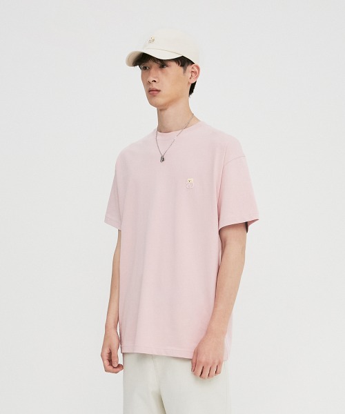 Bear Patch Half T-Shirts_Pink
