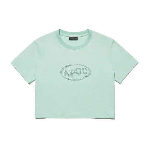 Oval Logo Crop Half T-Shirts_Ash Mint