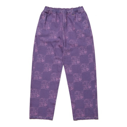 Hope-ear Pattern Denim Pants_Purple