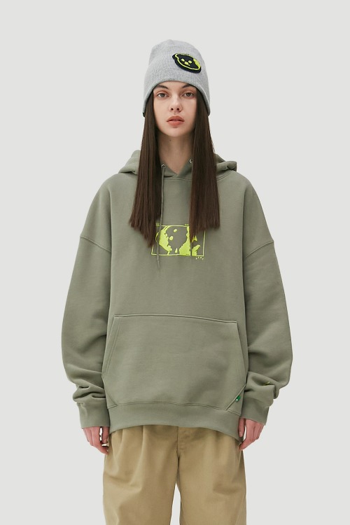 Square Graphic Hoodie_Moss Green