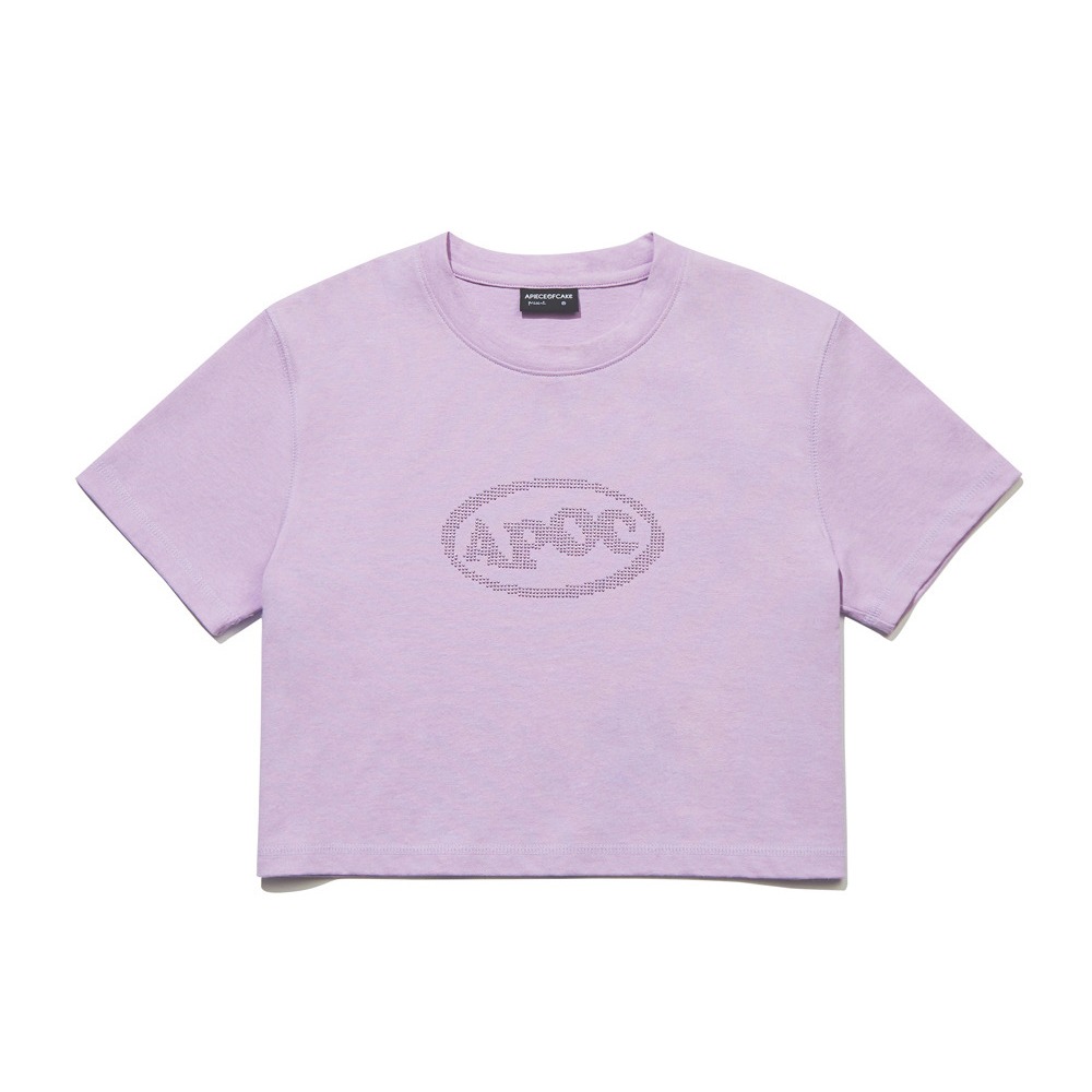 Oval Logo Crop Half T-Shirts_Violet